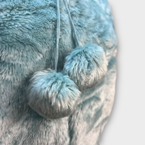 Vintage Y2K Wet Seal Faux Fur Vest Women M Winter Hoodie Plush Zip Pom Poms Cozy - Picture 4 of 14